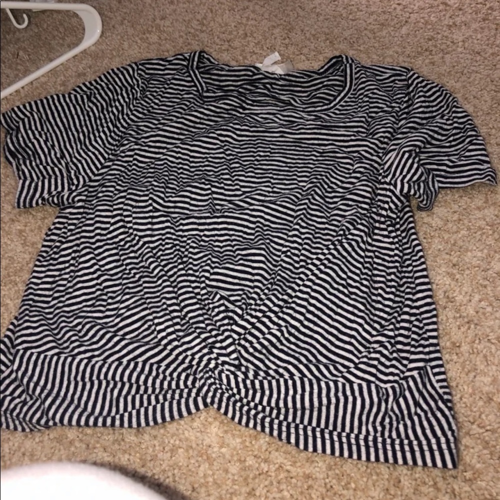 black & white striped top